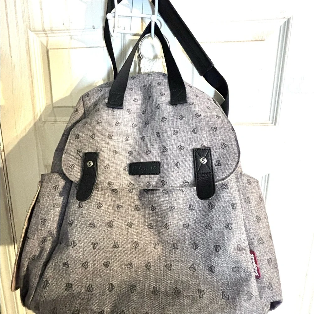 Babymel Robyn Convertible Backpack Diaper Bag, Gray Origami Heart, One Size